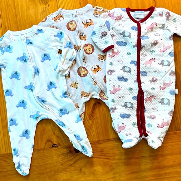 Set of 3 - 3/6 Month Baby Footed PJ’s - Picture 1 of 10